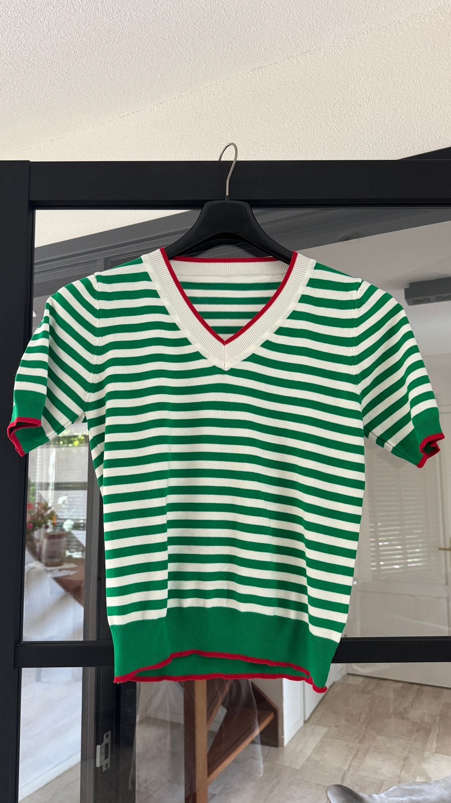 nieuw groen wit gestreept t shirt, Ophalen of Verzenden, Zo goed als nieuw, Groen, Korte mouw