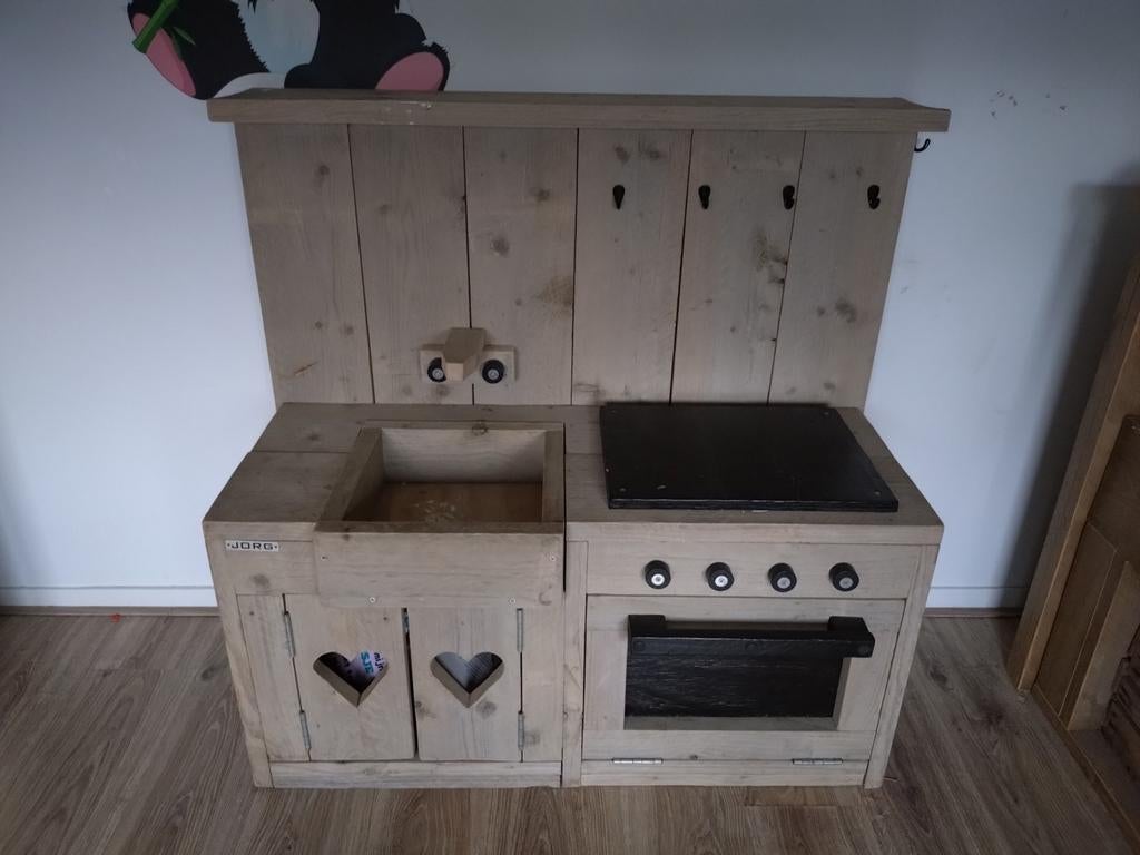 Houten speelkeuken met oven en spoelbak, Ophalen, Gebruikt, Hout, Speelkeuken