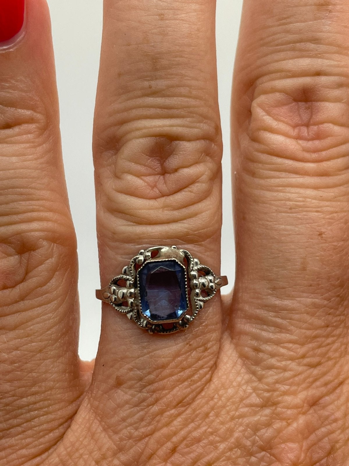 E988 Prachtige zilveren art deco ring maat 17,5, Ophalen of Verzenden, Zilver, Ring
