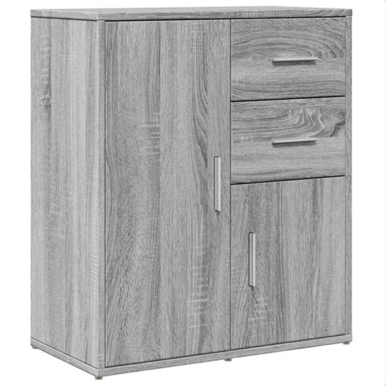 vidaXL Dressoir 60x31x70 cm hout grijs sonoma, Met deur(en), Modern, Sonoma Eiken look, Nieuw, 25 tot 50 cm