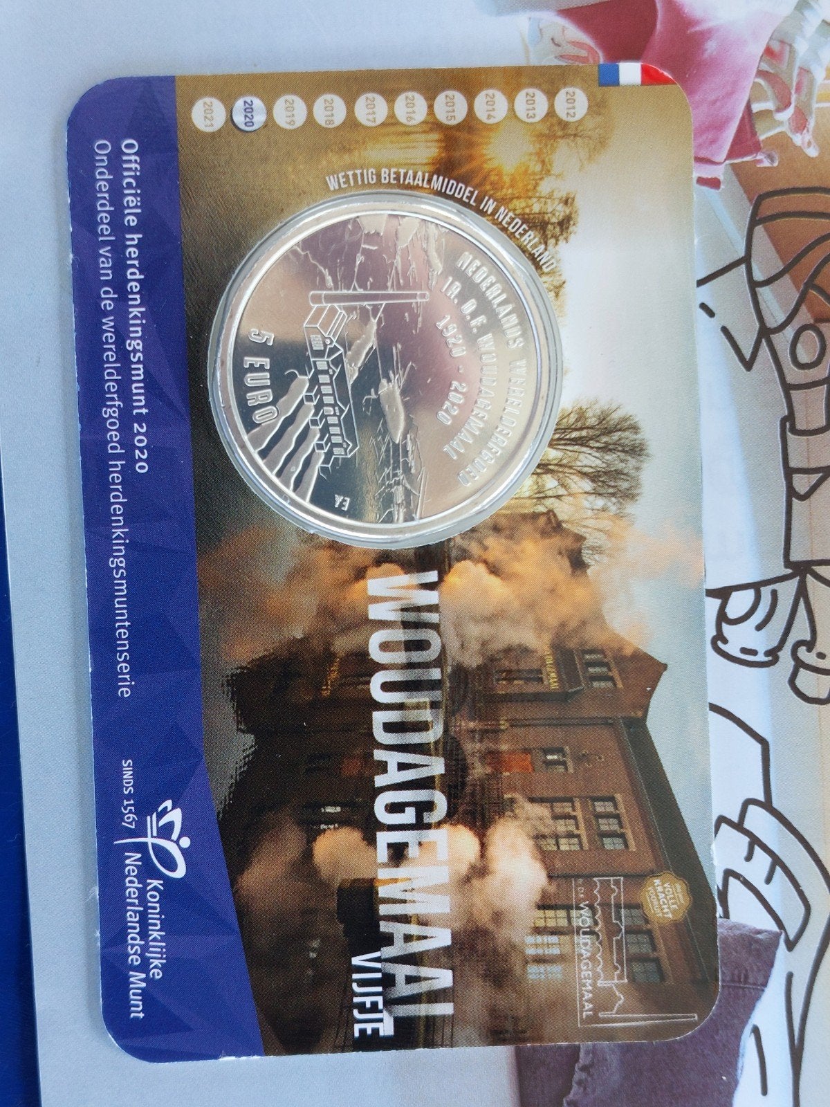 Cpincard 5 euro munt Woudagemaal 2020, Ophalen of Verzenden