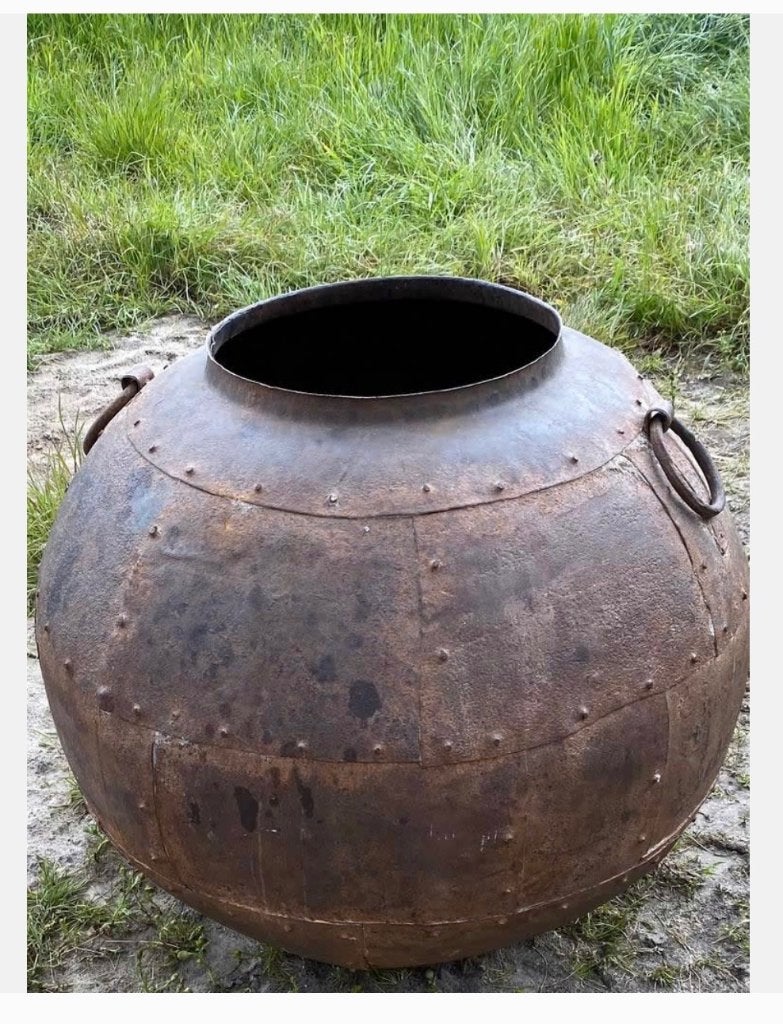 Tuindecoratie enorme Metalen Tuin Planten ronde bak, beugels, Tuin en Terras, Gebruikt, Rond, Ophalen of Verzenden, X