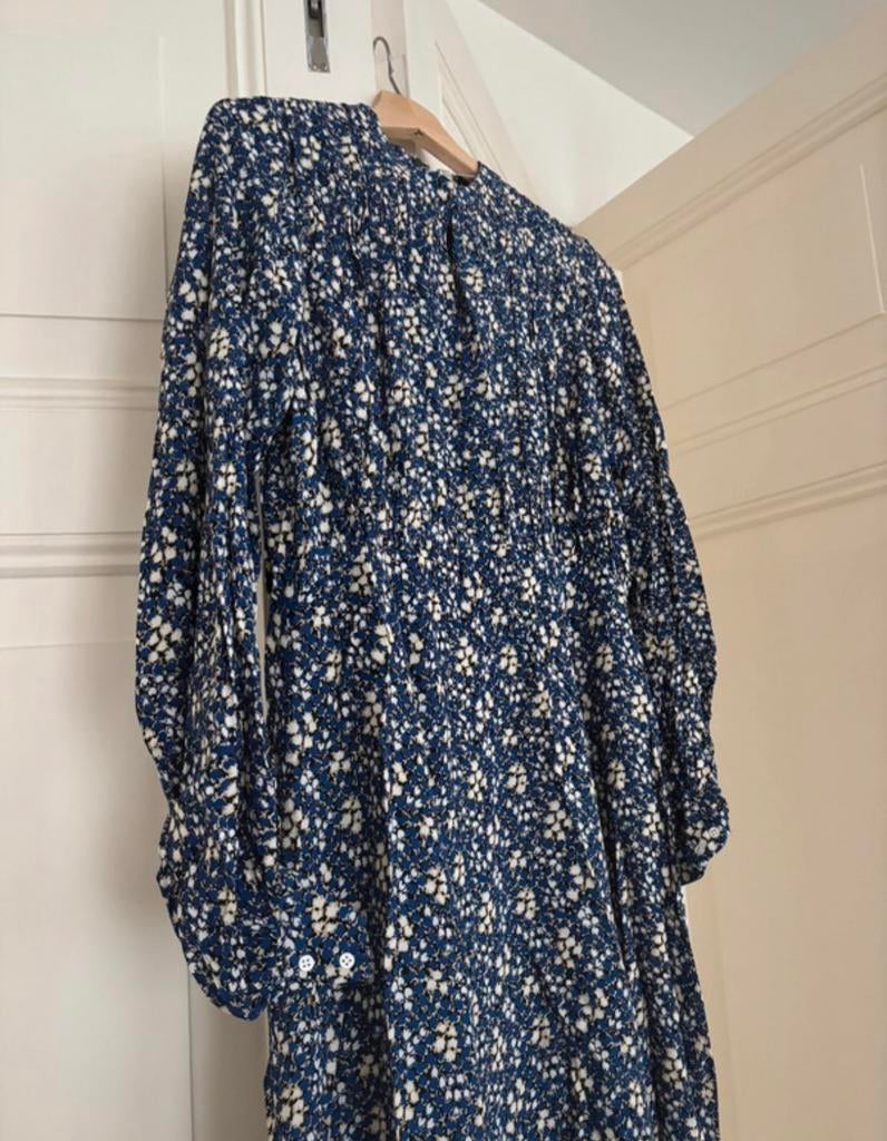Arket donker blauwe lange jurk met bloemen, maxi dress,34/36, Blauw, Ophalen of Verzenden, Zo goed als nieuw, Maat 36 (S)