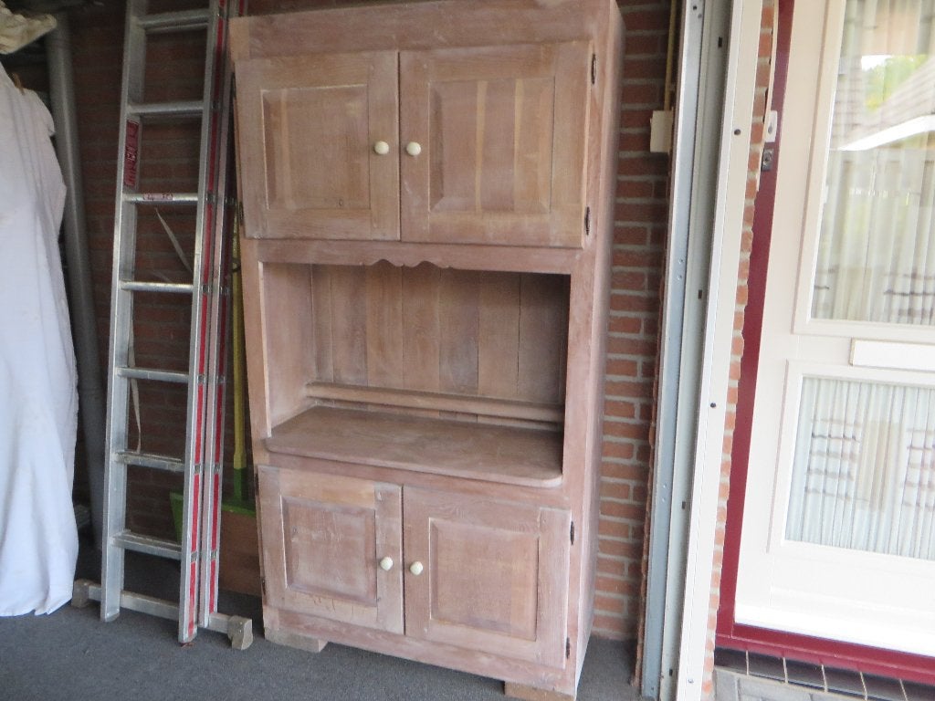 Kast Massief Europees Eiken 180 x 100 x 40 cm White Wash, Ophalen, Gebruikt