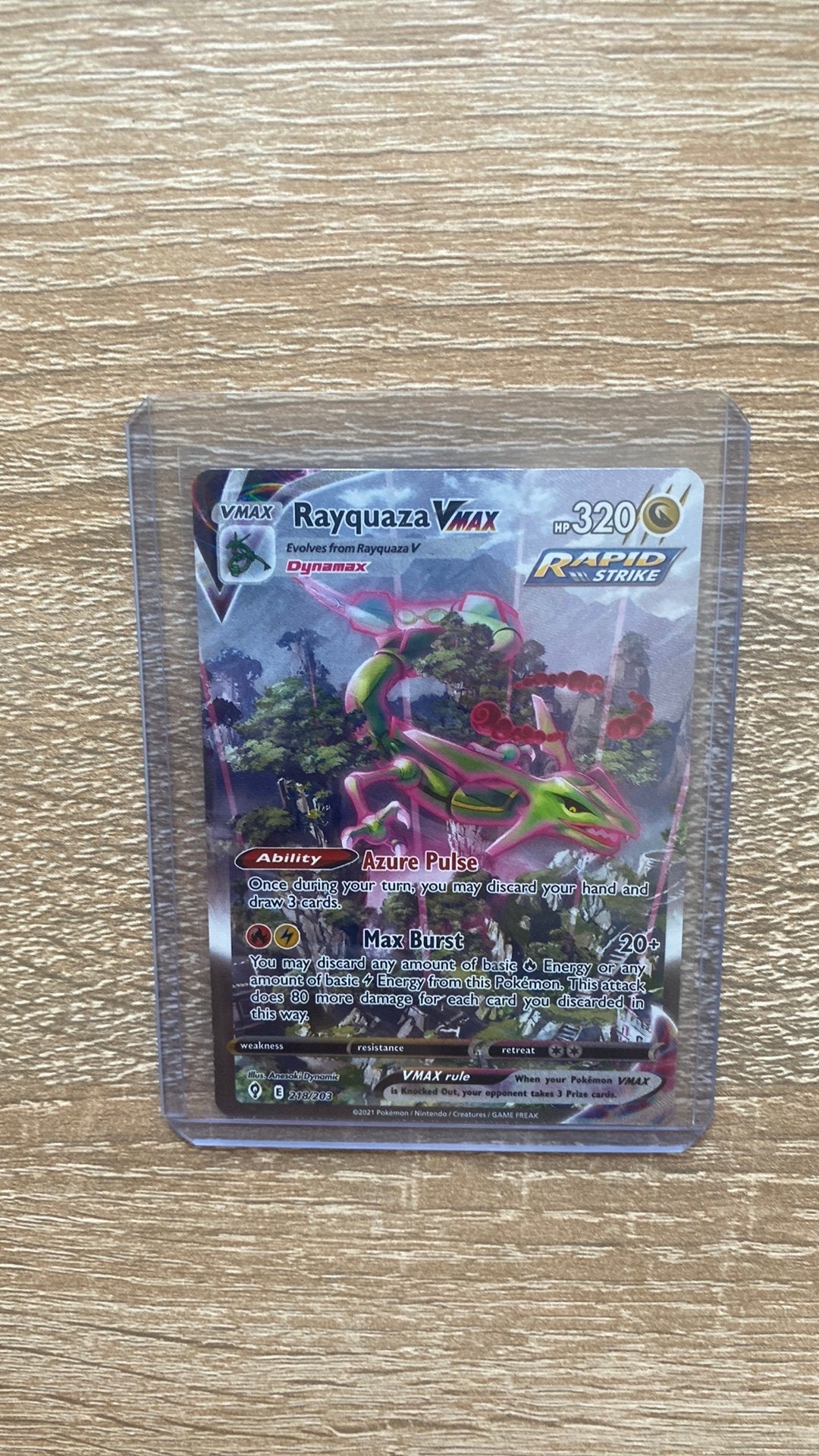 Rayquaza v max alt art 218/203, Ophalen of Verzenden, Nieuw, Losse kaart, Foil