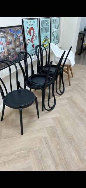 eetkamerstoelen 5 stuks, Huis en Inrichting, Stoelen, Ophalen, Kunststof, Gebruikt, Zwart