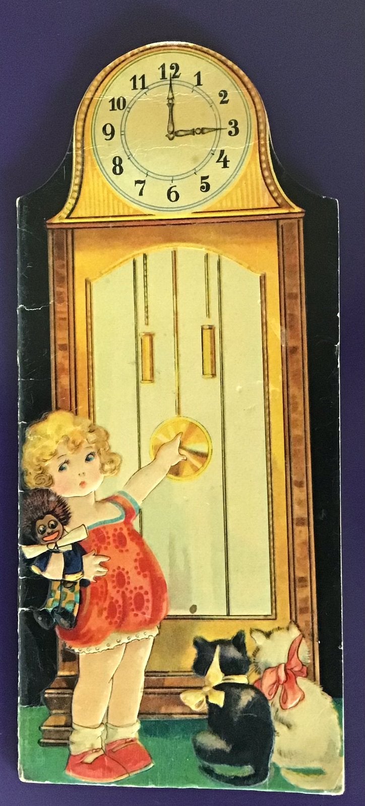 Prachtig antiek en brocant kinderboekje over kloktijd, Ophalen of Verzenden