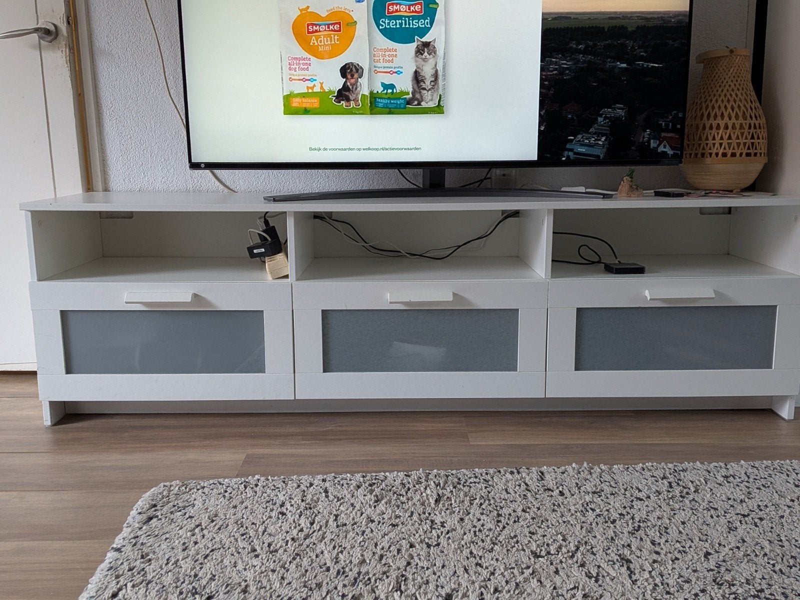 IKEA TV-meubel wit 180x41x53 cm inclusief handleiding, Ophalen, Gebruikt, 150 tot 200 cm, Minder dan 100 cm