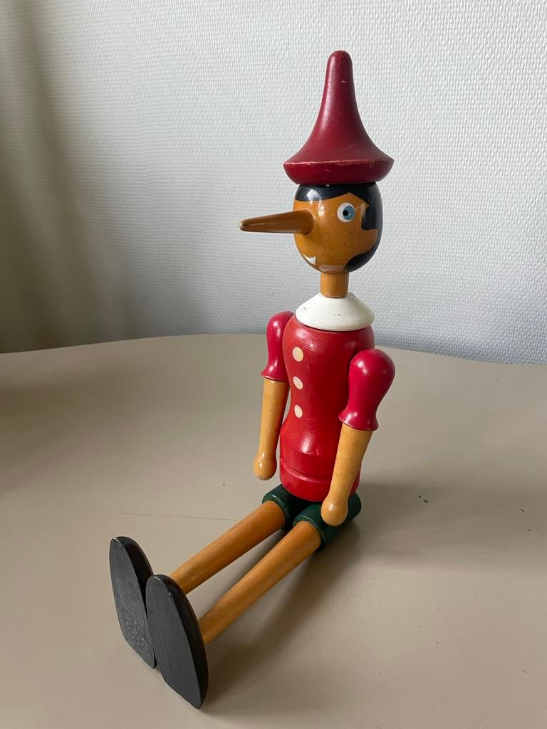 Vintage houten Pinokkio pop - 50 cm hoog, Antiek en Kunst, Ophalen of Verzenden