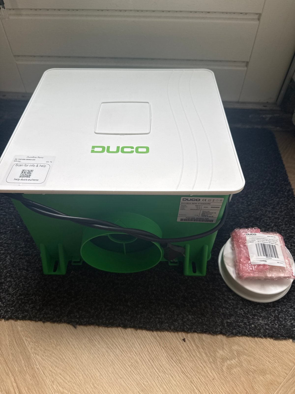 Duco Reno Ventilatie-unit met RF bediening (wit), Ophalen of Verzenden, Nieuw, Ventilator
