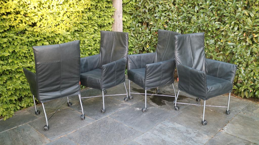 Montis Chaplin leren stoelen., Huis en Inrichting, Stoelen, Ophalen, Zwart, Leer, Zo goed als nieuw