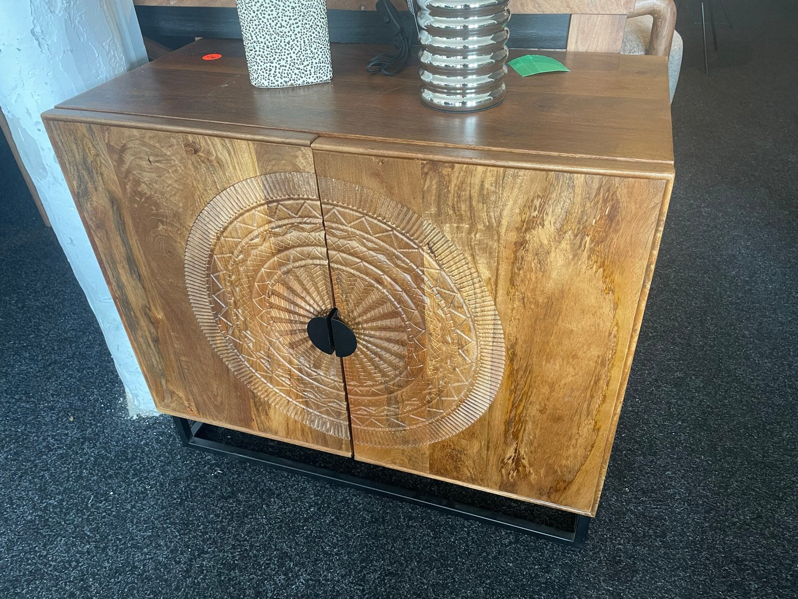 Kast met houtsnijwerk massief mangohout 90x80 cm, Ophalen, Nieuw