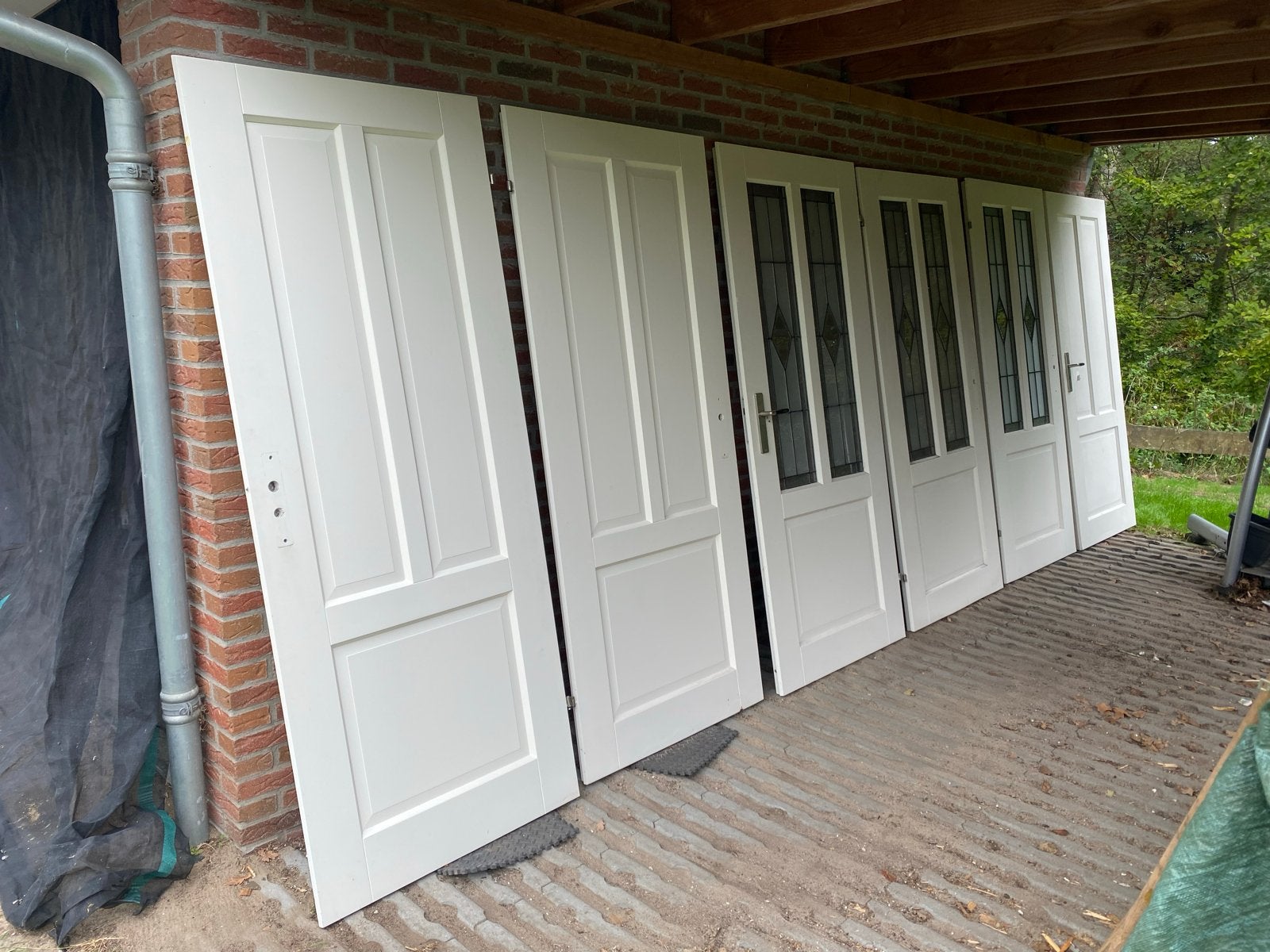 Diverse binnendeuren opdek glas in lood, Gebruikt, 80 tot 100 cm, Binnendeur, Minder dan 200 cm