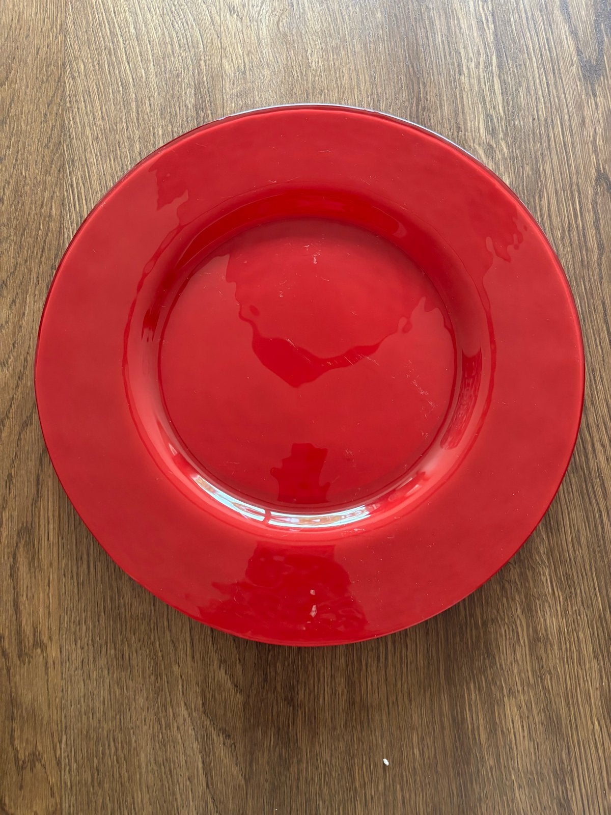 Rood glazen onderbord - decoratief of voor diner, Ophalen, Zo goed als nieuw, Glas, Bord(en)