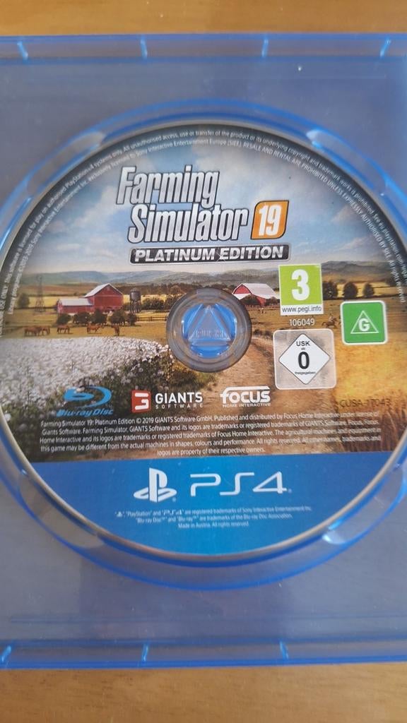 Farming Simulator 19 Platinum Edition PS4, Spelcomputers en Games, Games | Sony PlayStation 4, Gebruikt, Simulatie, 1 speler, Vanaf 3 jaar