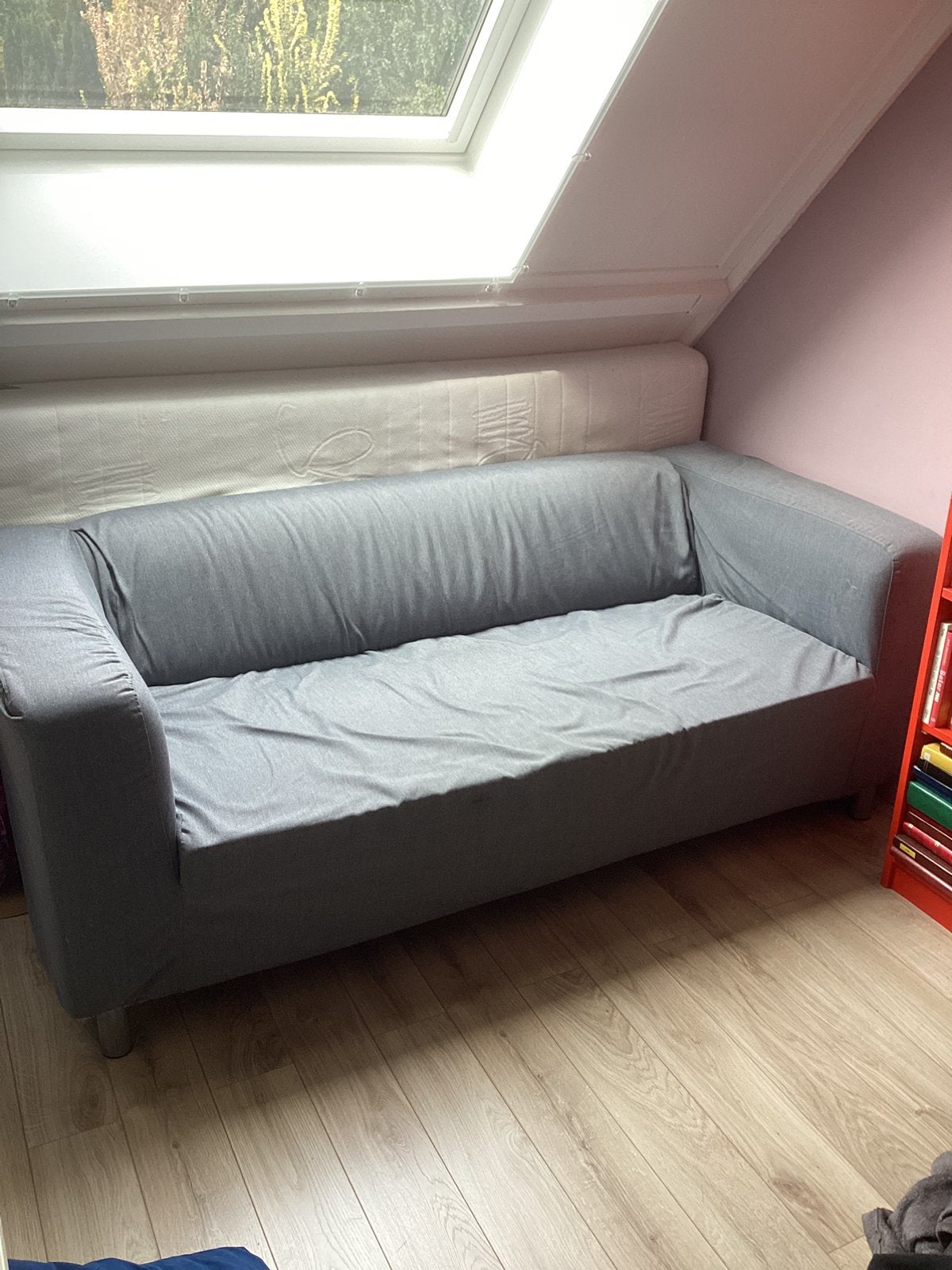 Gratis Ikea Klippan bank grijs, Ophalen, Gebruikt, 90 cm, Tweepersoons