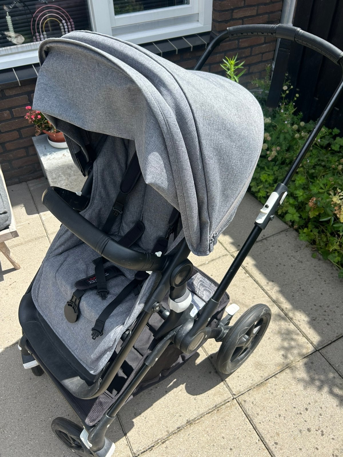 Bugaboo Fox kinderwagen zwart/grijs melange, Ophalen, Gebruikt, Overige merken, Verstelbare rugleuning