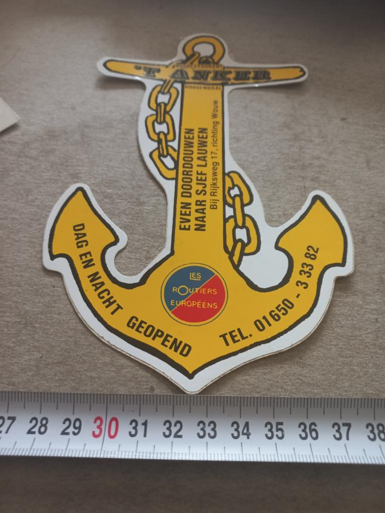 Vintage Anker Sticker - Les Routiers Européens, Verzamelen, Stickers, Ophalen of Verzenden