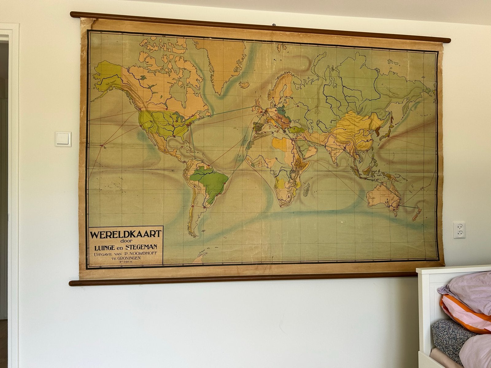 Wereldkaart landkaart door Luinge en Stegeman, Boeken, Landkaart, 1800 tot 2000, Wereld, Ophalen