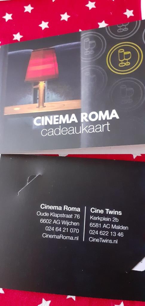 2 bioscoopbonnen waarde 15euro per kaartje, Twee personen, Vrijkaartje alle films