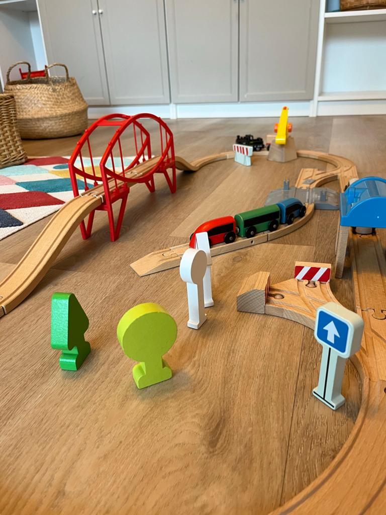 Treinbaan met accessoires, Ophalen, Gebruikt