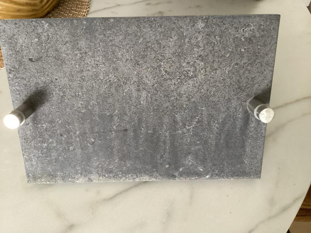 Belgisch hardsteen gedenksteen 30x20x2 cm met afstandhouders, Ophalen, Gebruikt, Overige typen, Christendom | Katholiek