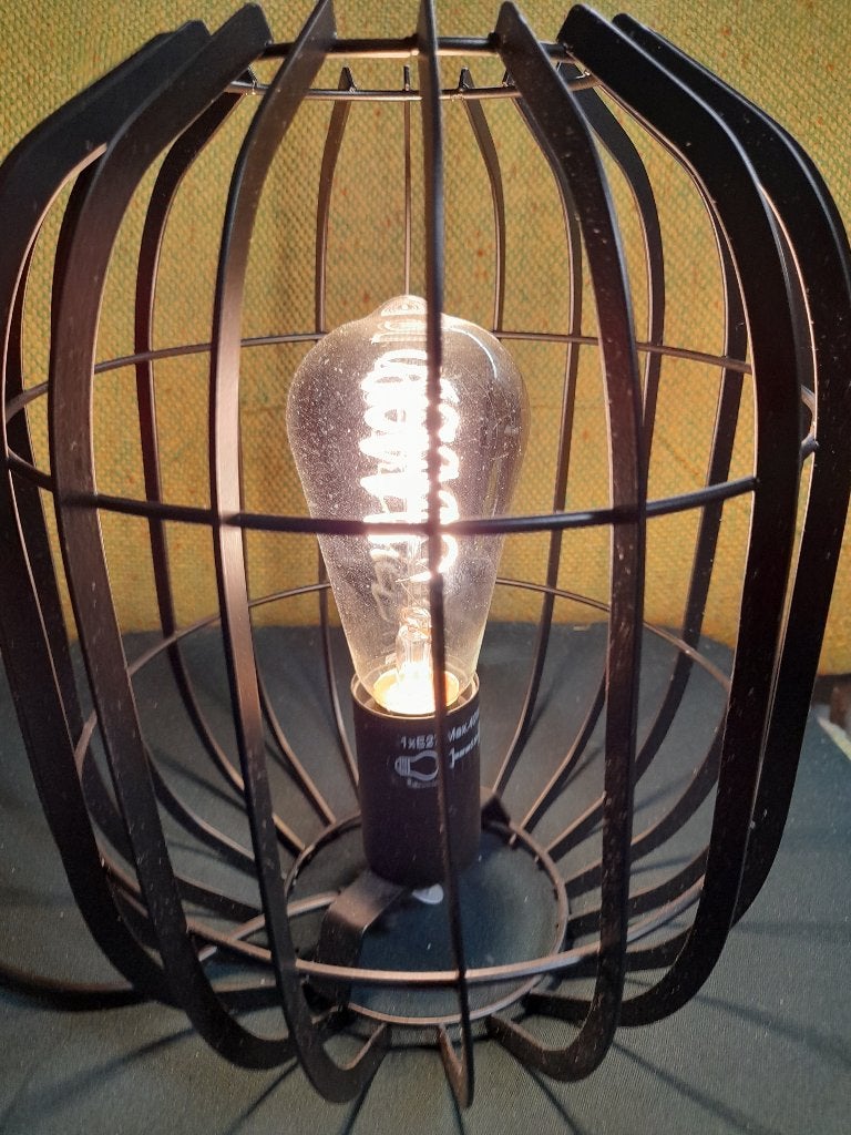 TAFEL-SCHEMERLAMP MET LEDLAMP., Ophalen, 26 cm, Overige materialen, E27 (groot)