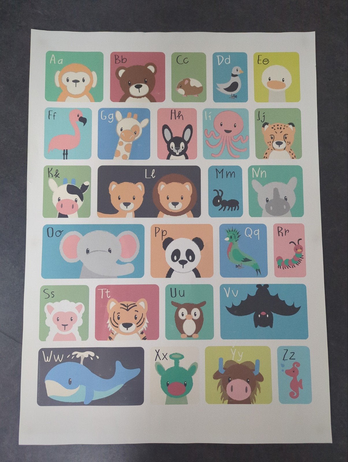Vrolijke en leerzame dieren alfabet poster kinderkamer, Ophalen, Gebruikt, Foto of Poster