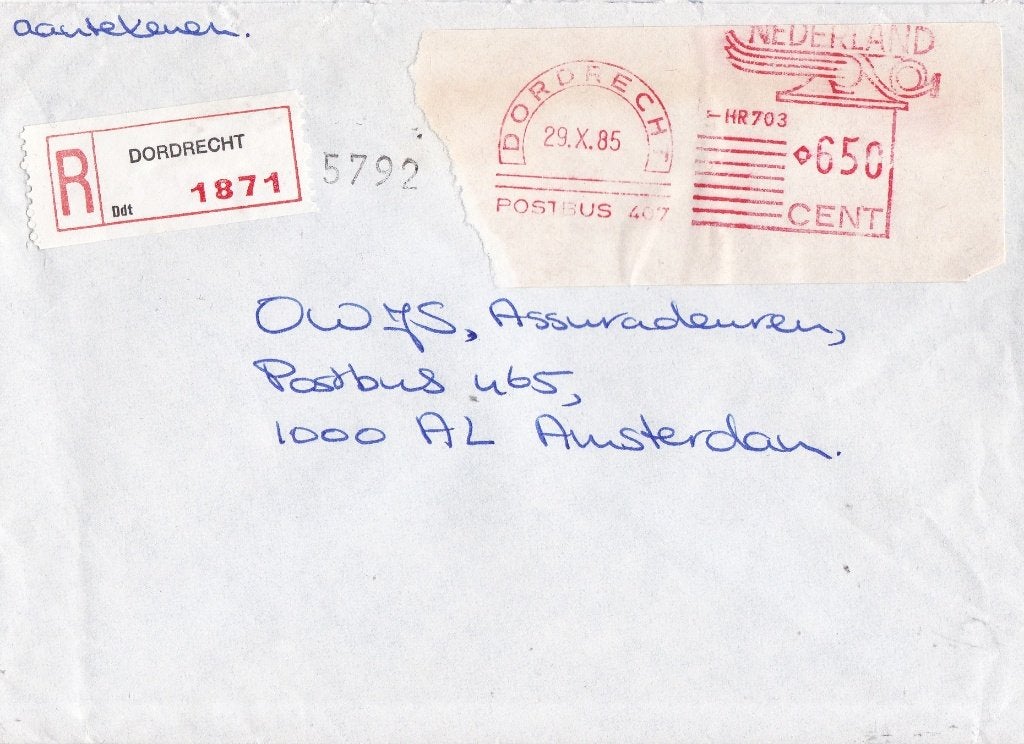 Nederland - R-brief – Dordrecht - 1871, Ophalen of Verzenden, Envelop