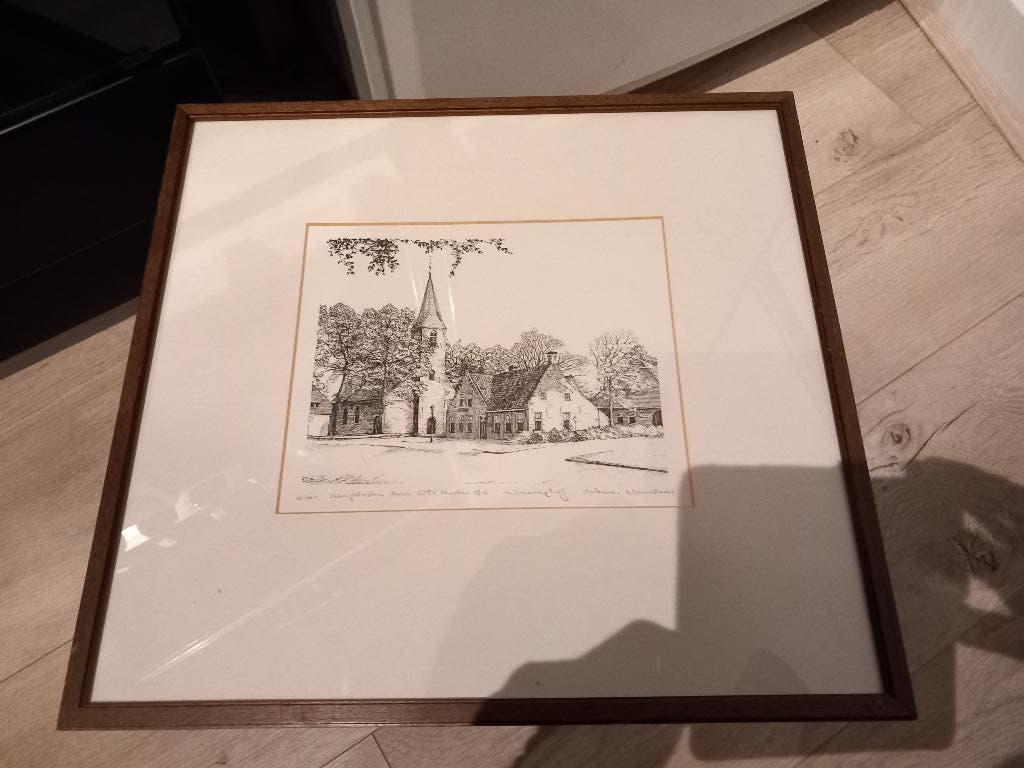 Winsinghof Roden ets., Antiek en Kunst, Kunst | Etsen en Gravures, Architectuur, Gesigneerd, Ophalen of Verzenden, 1950 - 1999