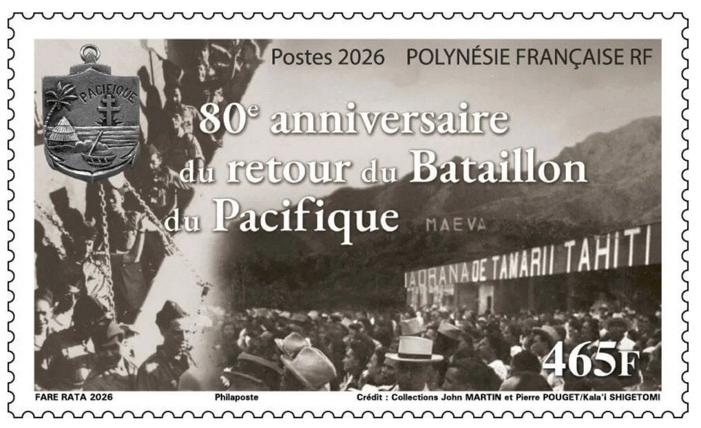 Jaar 2026 Fr.Polynesië. 80ème anniversaire du retour du Bat, Ophalen of Verzenden, Postfris