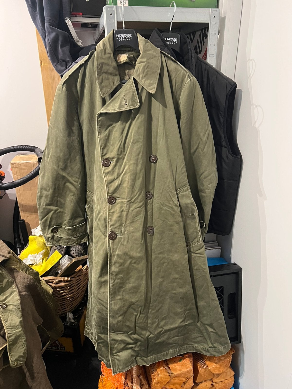 Originele US Army Field Overcoat OD-7 / Voering en Riem, Ophalen of Verzenden, Landmacht, Amerika, Kleding of Schoenen