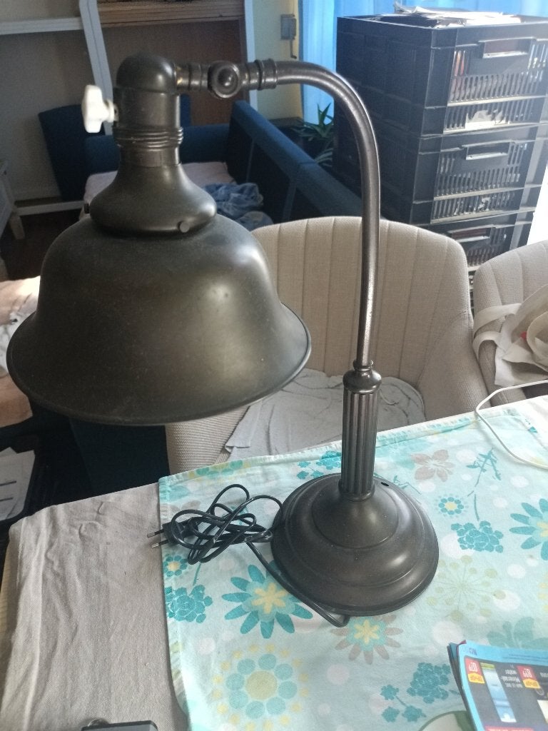 Vintage bureaulamp / tafellamp - donker metaal, Ophalen
