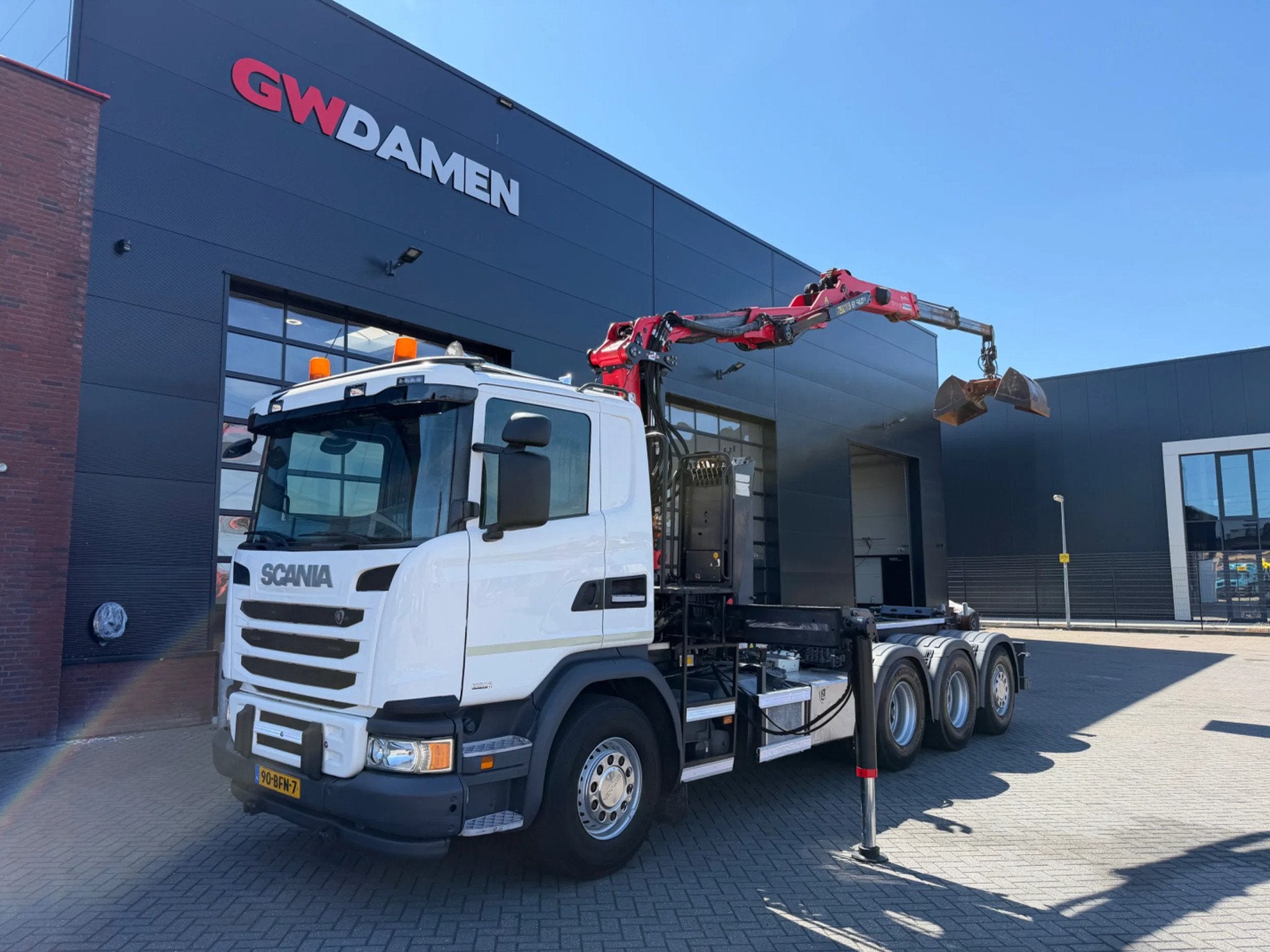 Scania G450 8x4 Haaksysteem / Z kraan Euro 6 (bj 2015), Auto's, Vrachtwagens, Euro 6, Scania, Wit, 450 pk
