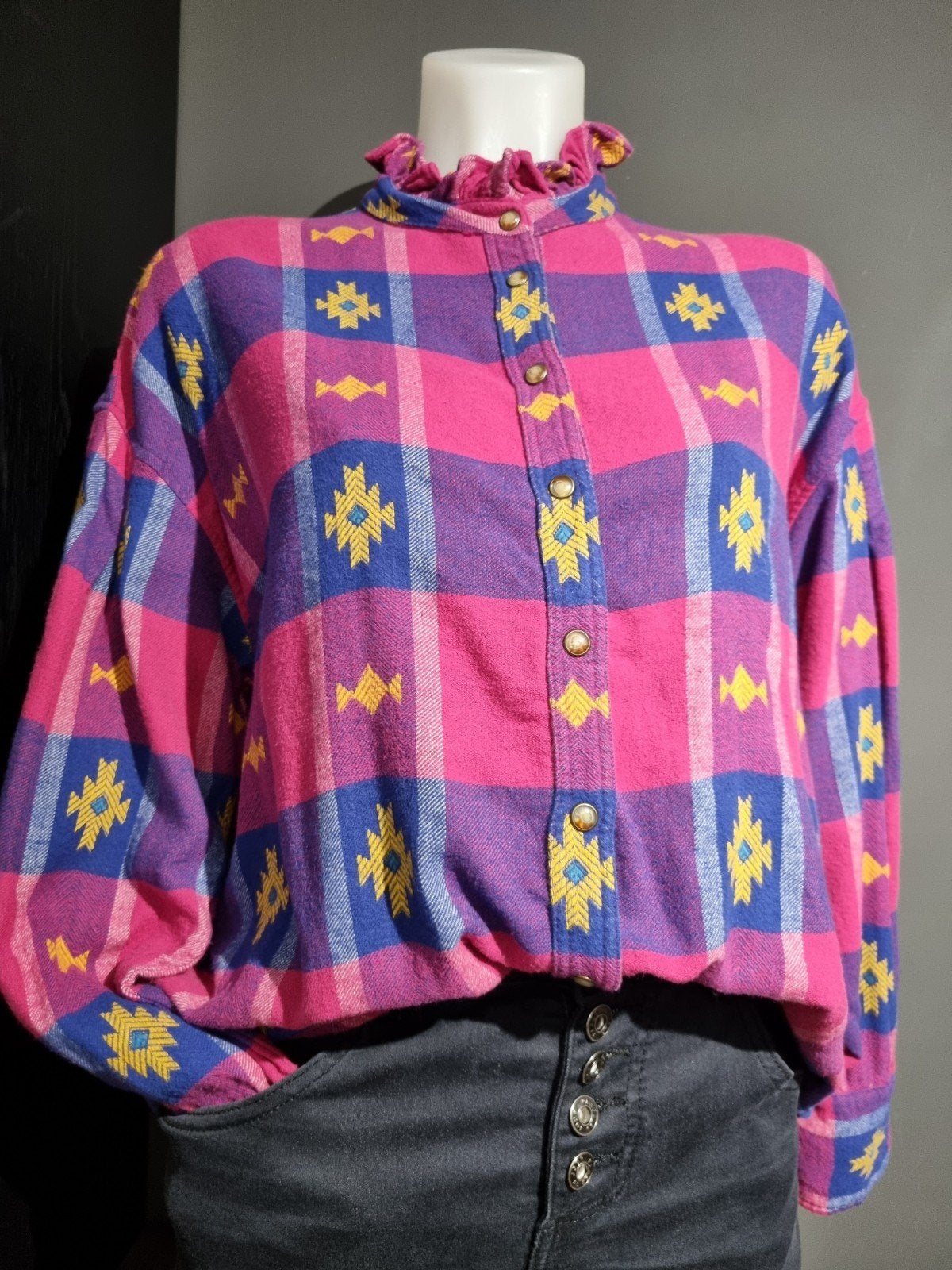 Xírena 'Jensen' flanellen blouse / overhemd (maat XS - valt, Paars, Zo goed als nieuw, Maat 34 (XS) of kleiner, Verzenden