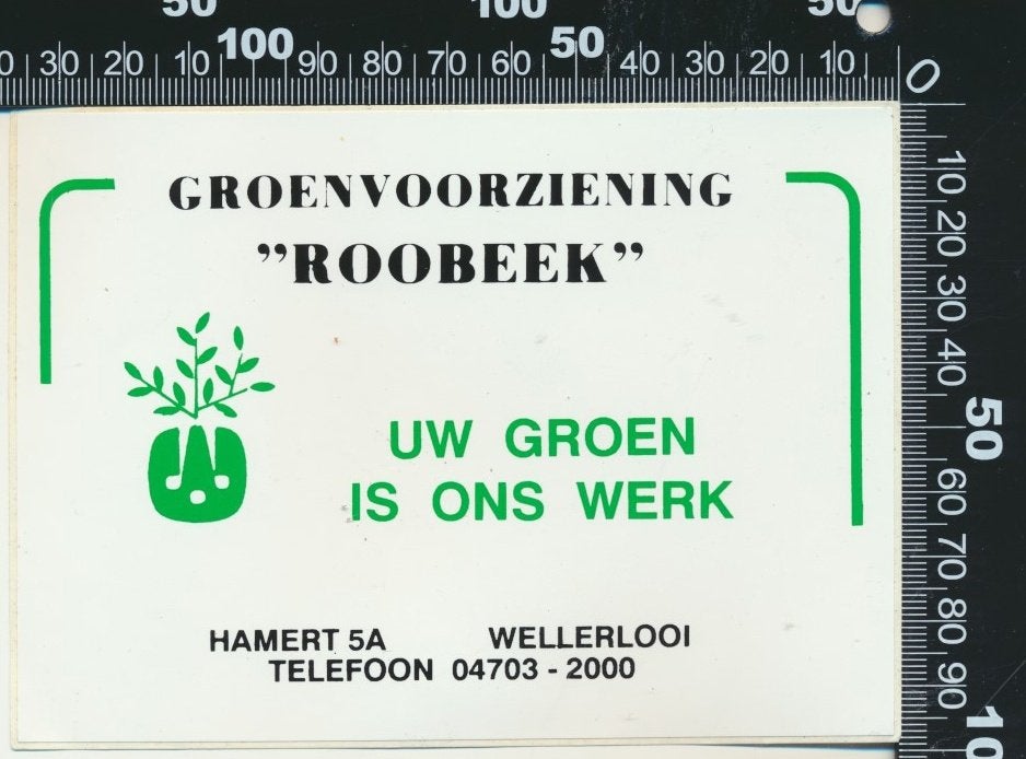 Sticker: Groenvoorziening Roobeek - Wellerlooi, Verzamelen, Ophalen of Verzenden, Zo goed als nieuw, Dier en Natuur