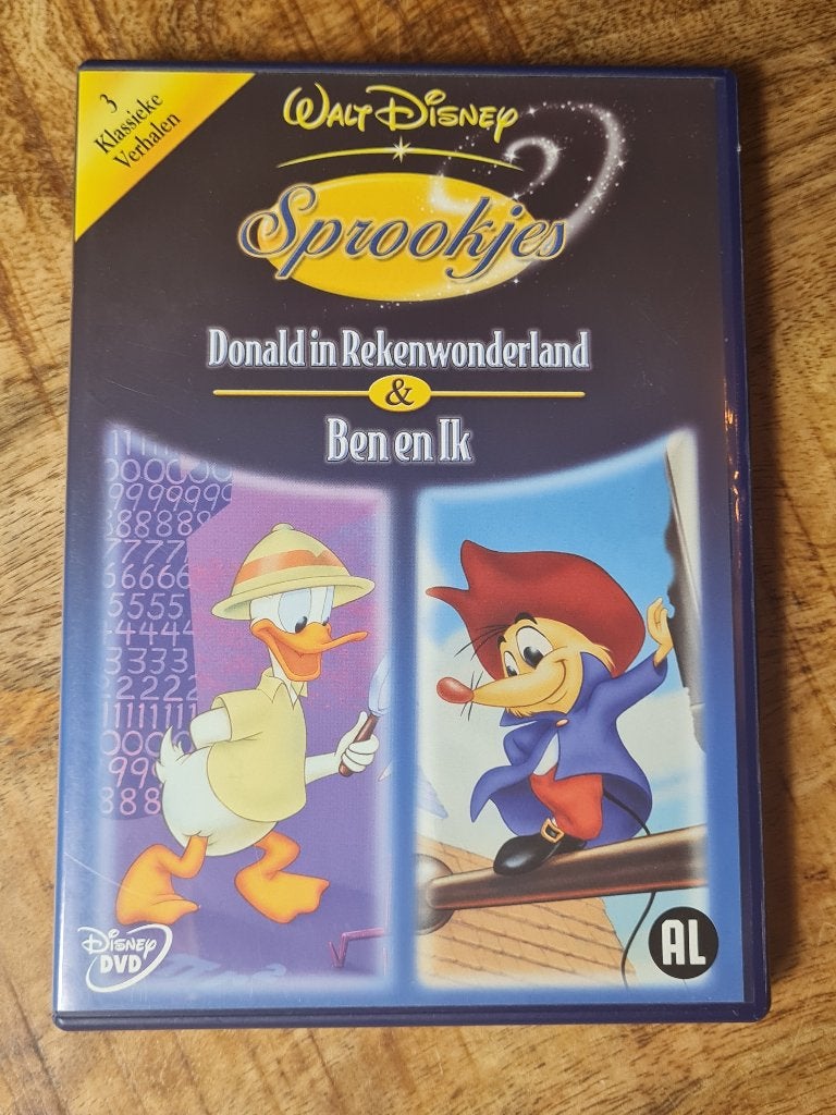 DVD Disney Sprookjes 3 Donald in Rekenwonderland & Ben en Ik, Cd's en Dvd's, Avontuur, Alle leeftijden, Nederlands, Ophalen of Verzenden