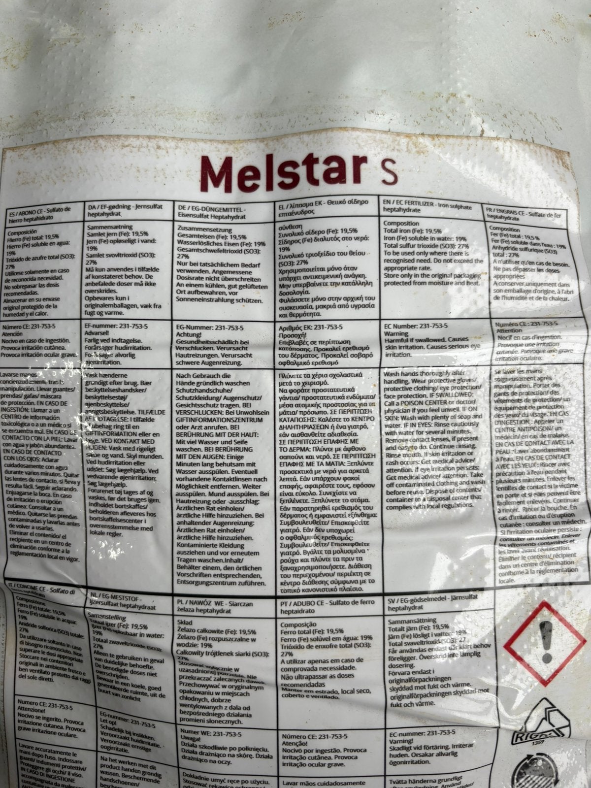 Melstar S / IJzersulfaat FE 19% / kunstmest / ijzer, Tuin en Terras, Aarde en Mest, Ophalen, Kunstmest
