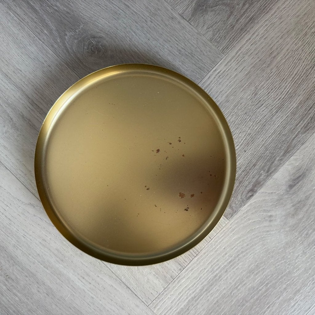 Gouden dienblad - Rond - Metaal, Ophalen of Verzenden, Gebruikt, Rond, Metaal