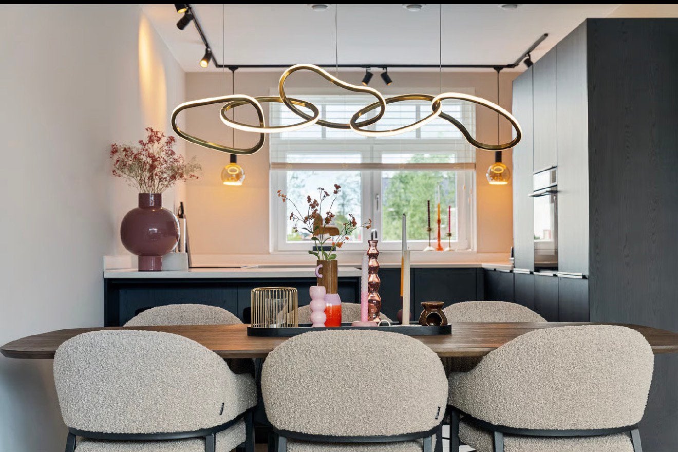 Richmond interiors hanglamp goud 120cm, Ophalen, Zo goed als nieuw