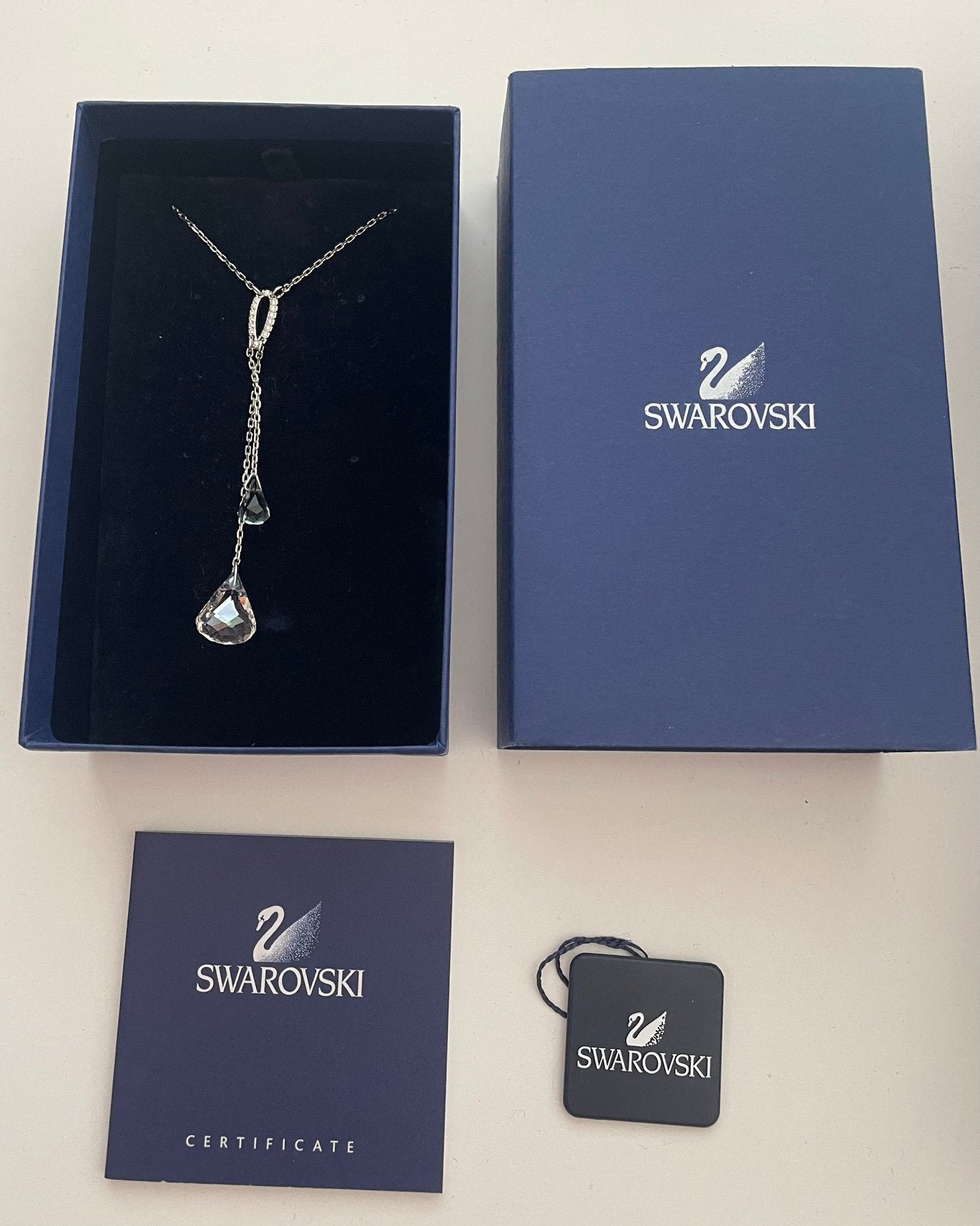 Swarovski ketting druppels, Sieraden, Tassen en Uiterlijk, Kettingen, Ophalen of Verzenden, Zo goed als nieuw, Zilver