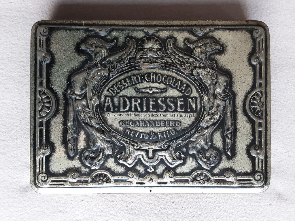 A.DRIESSEN , DESSERT CHOCOLAAD.  C.A. 1912., Verzamelen, Blikken, Ophalen of Verzenden, Gebruikt, Overige