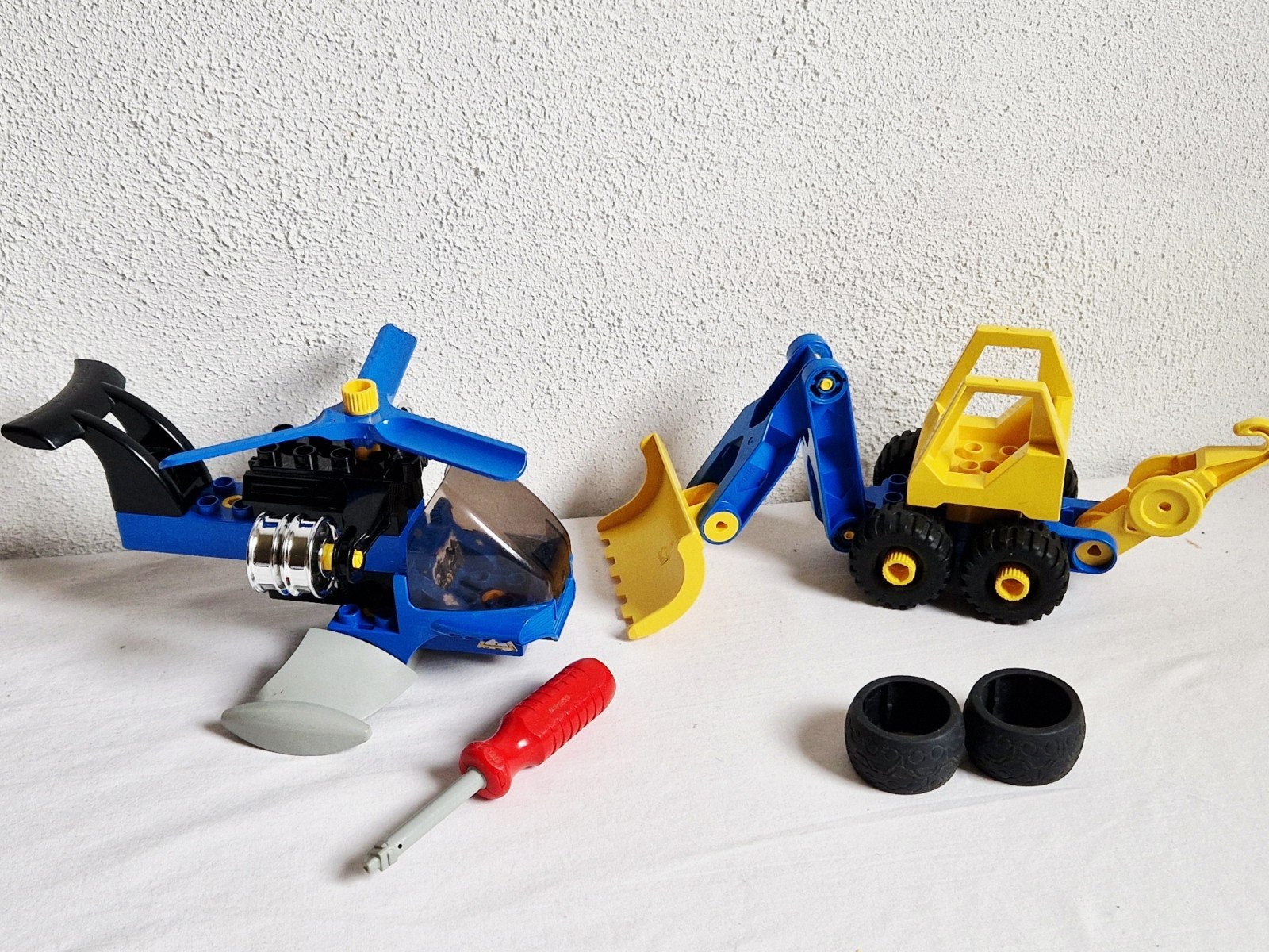 Technisch Duplo Toolo helikopter en shoveltje 2909 +2910, Ophalen of Verzenden, Gebruikt, Complete set, Duplo