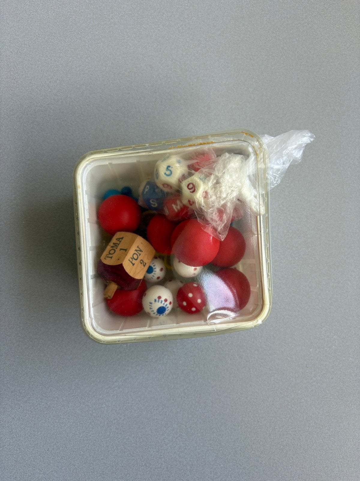 Vintage TOMA PON 1 2 dobbelstenen en balletjes spel, Een of twee spelers, Ophalen of Verzenden, Gebruikt