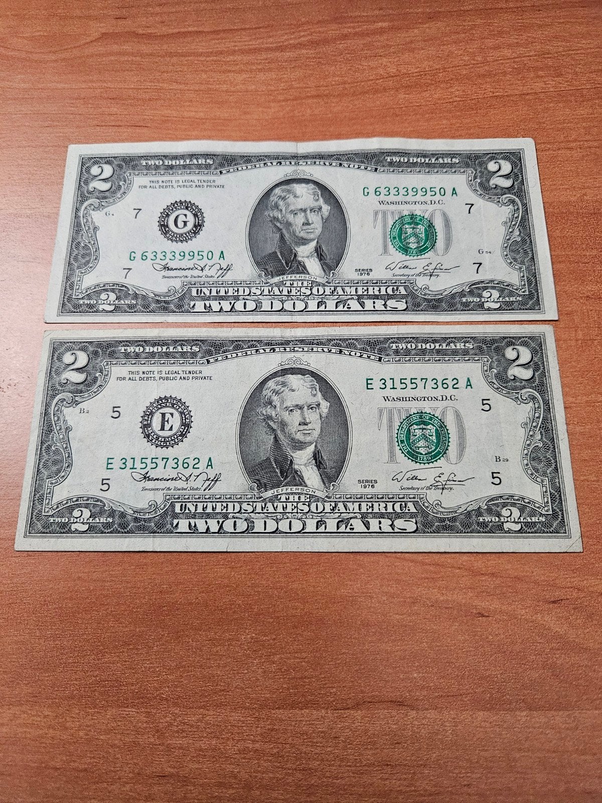 2x 2 dollars USA 1976 jaar set, Ophalen of Verzenden, Noord-Amerika, Setje