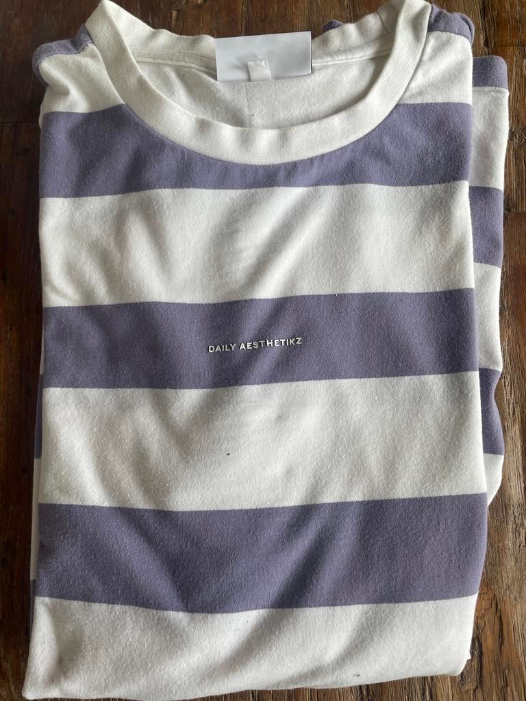 Daily Aesthetikz gestreept shirt lange mouwen, Kleding | Heren, T-shirts, Ophalen of Verzenden, Gedragen, Maat 48/50 (M), Wit
