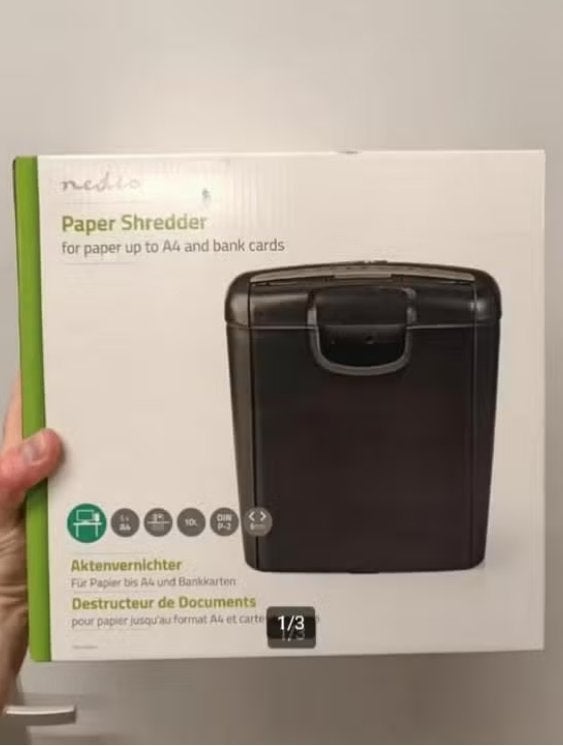 Nedis papiervernietiger shredder nieuw, ook voor bankpassen, Nieuw, Ophalen of Verzenden