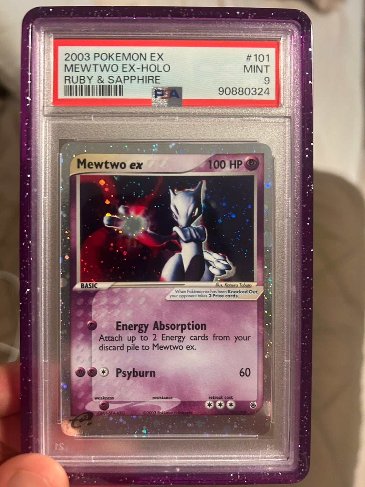 Mewtwo 101 psa 9 met swirl low pop, Ophalen, Nieuw