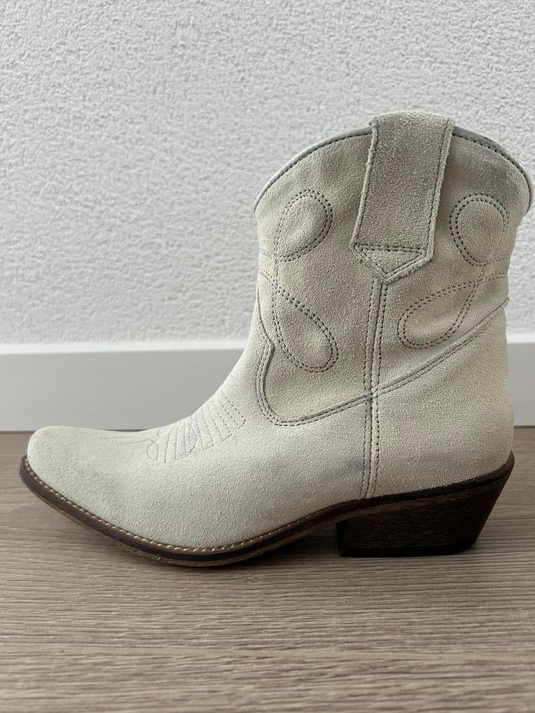 Lage cremekleurige suede laarsjes DWRS, Zwart, Lage of Enkellaarzen, Nieuw, Ophalen of Verzenden