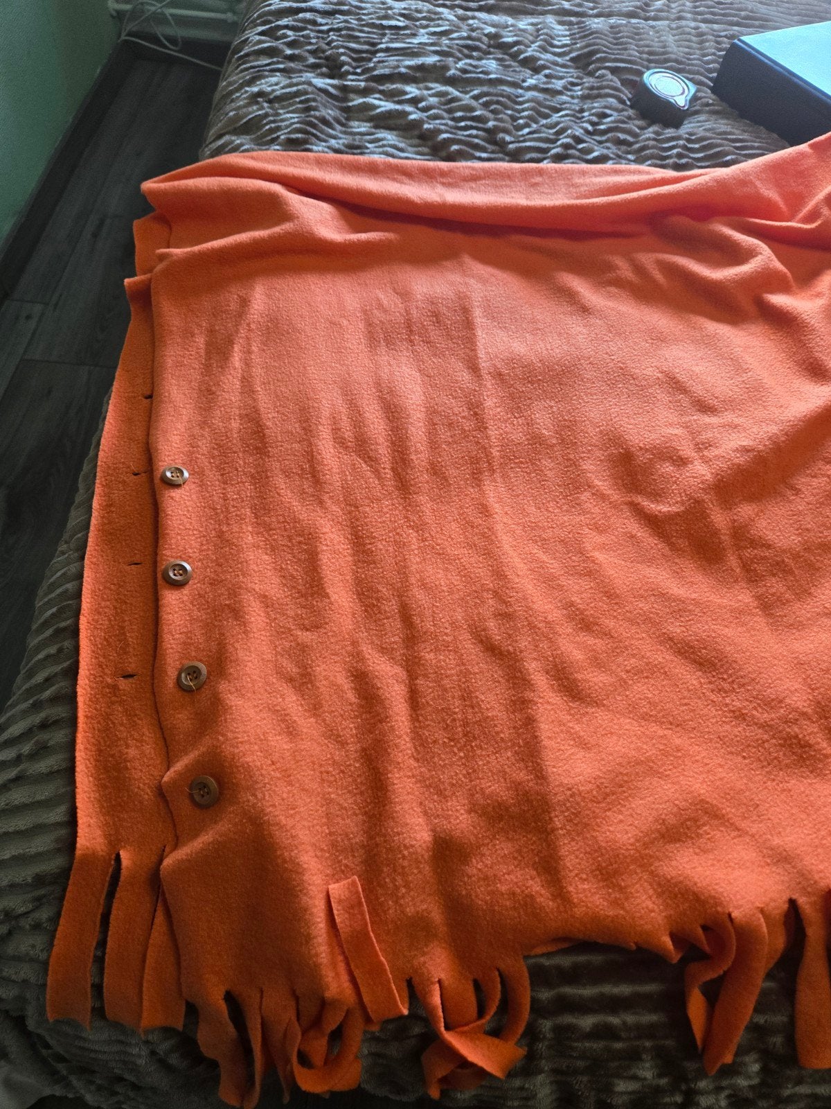 Supergrote, Warme Sjaal / Stola met knoopjes. Oranje 95x190, Ophalen of Verzenden, Gedragen, Maat 46/48 (XL) of groter, Sjaal